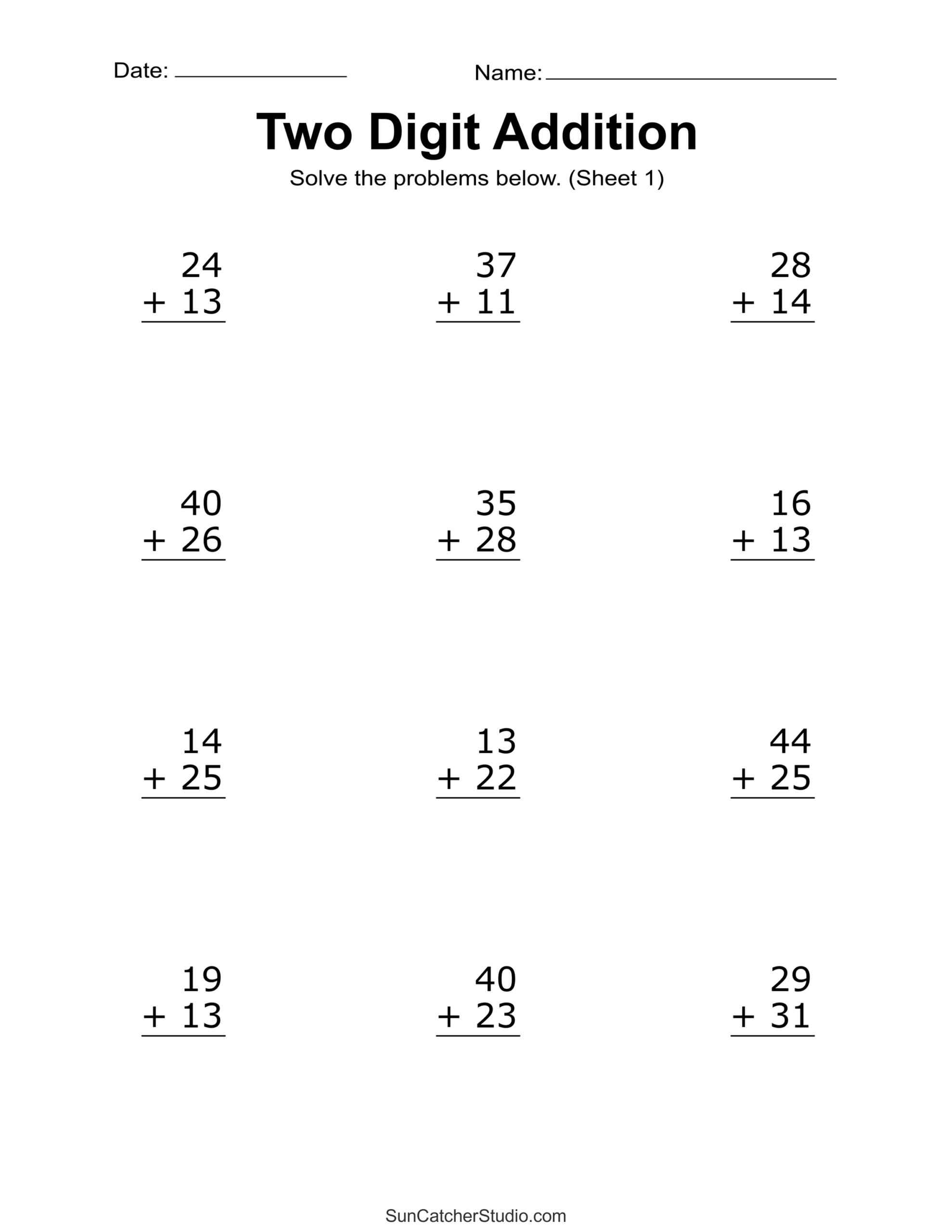 two digit addition and subtraction worksheets