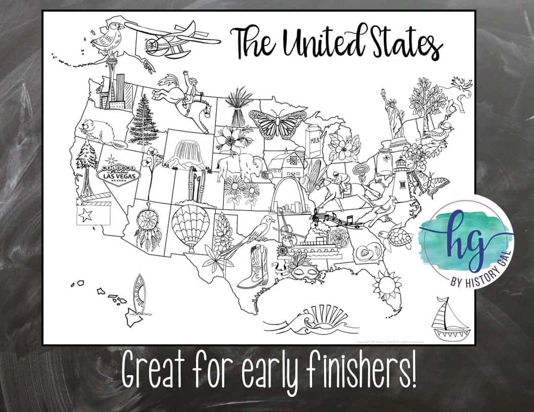 United States Map Coloring Page By History Gal