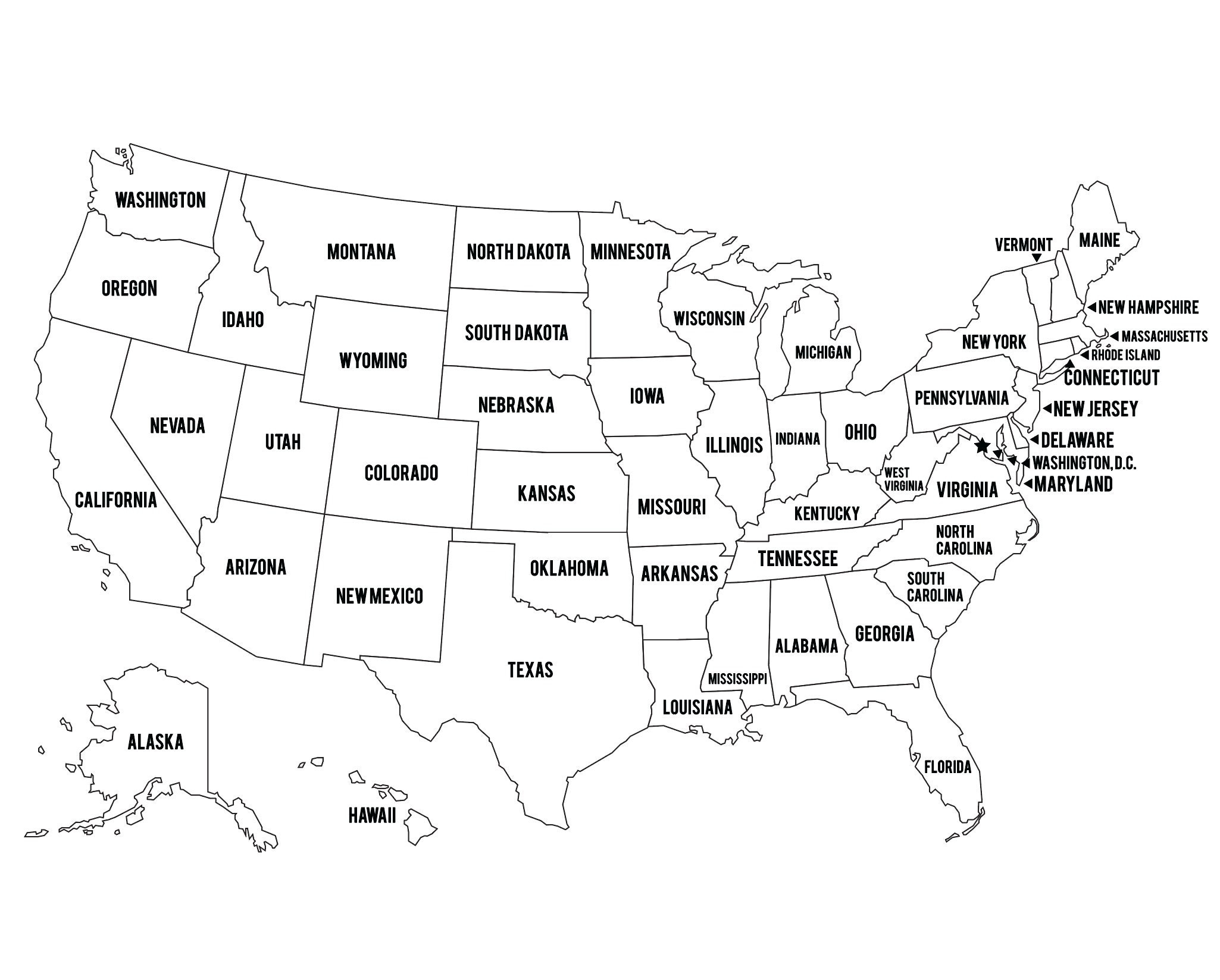 USA Map Coloring Pages Geography Outline JPEG Vector EPS Digital Download Etsy