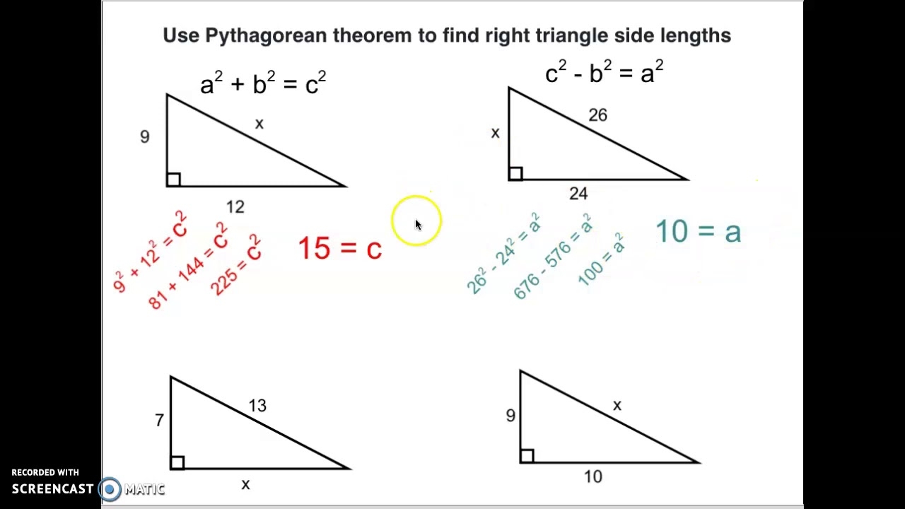 Using Pythagorean Theorem To Find Missing Side YouTube