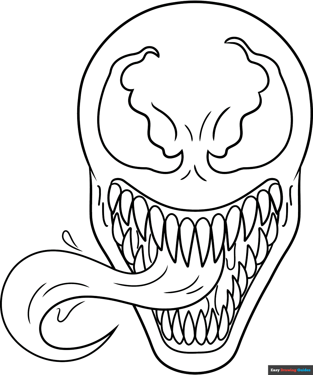 Venoms Face Coloring Page Easy Drawing Guides