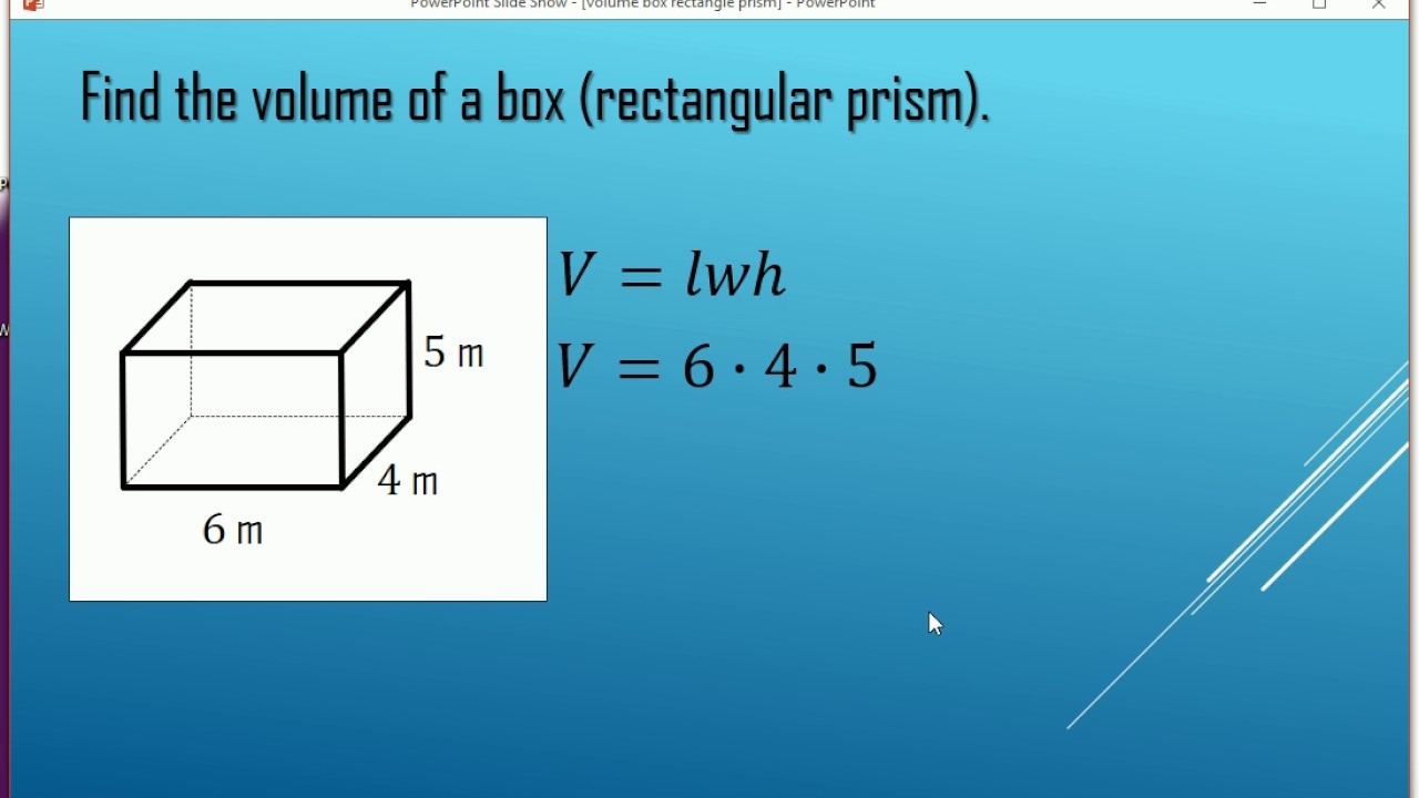 Volume Of A Rectangular Prism box YouTube