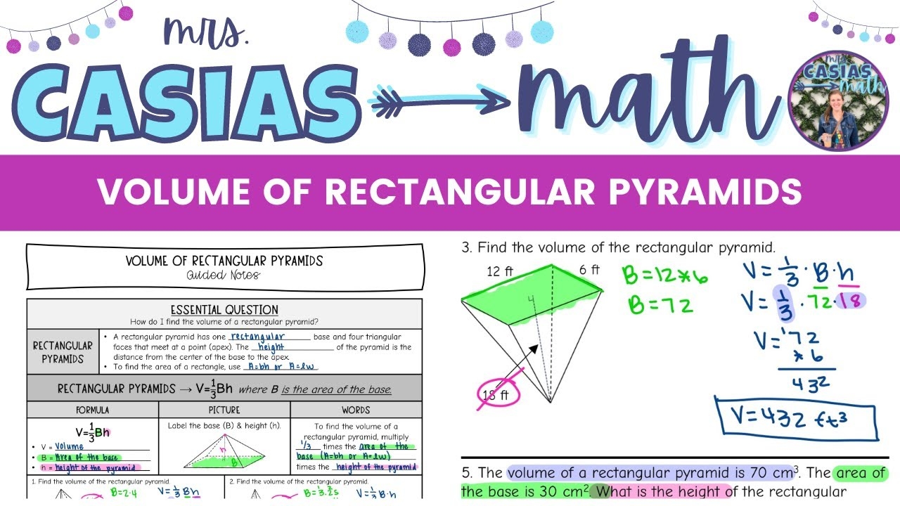 Volume Of Rectangular Pyramids 7th Grade Math Lesson YouTube
