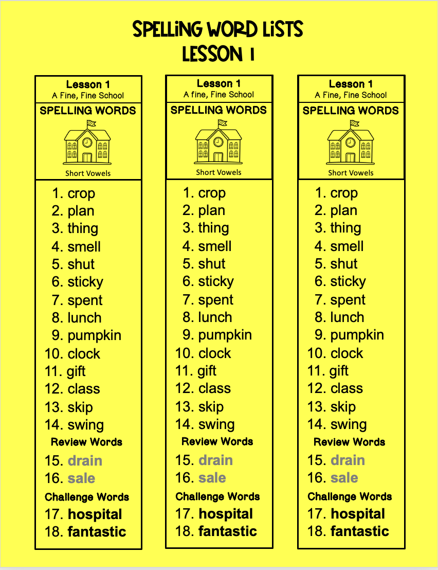 third grade spelling words