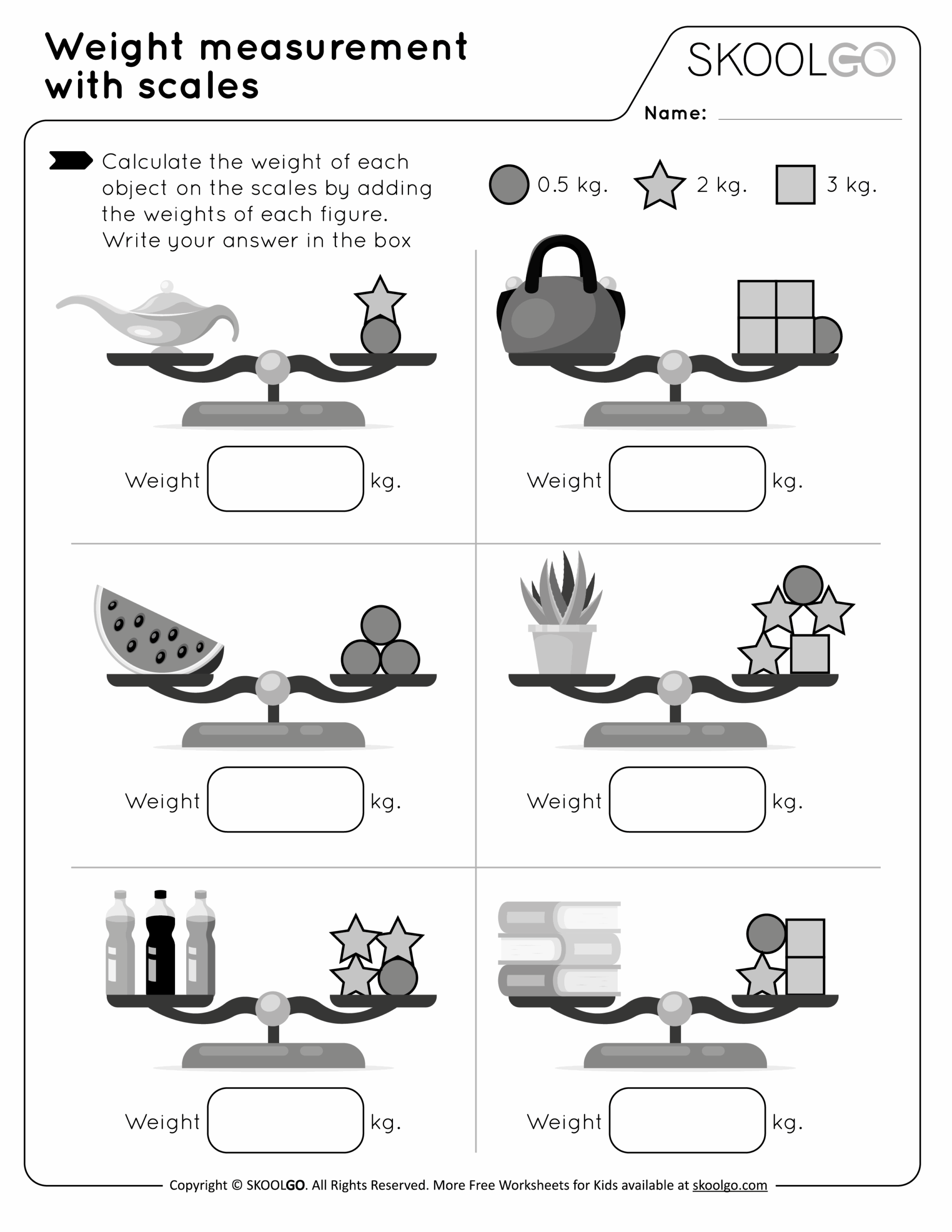 Weight Measurement With Scales Free Worksheet For Kids By SKOOLGO
