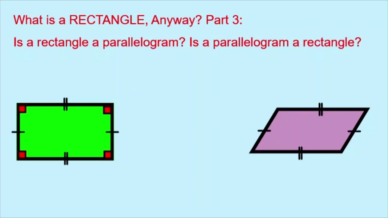 What Is A RECTANGLE Anyway Part 3 Is A Rectangle A Parallelogram Is A Parallelogram A Rectangle YouTube