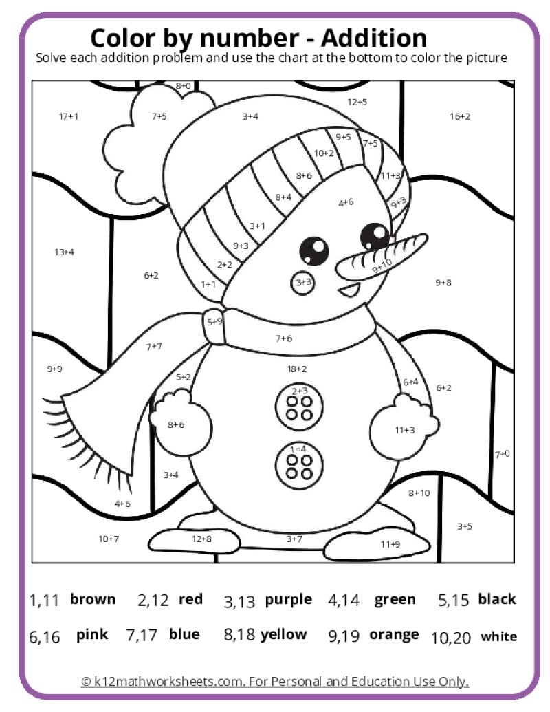 printable number coloring