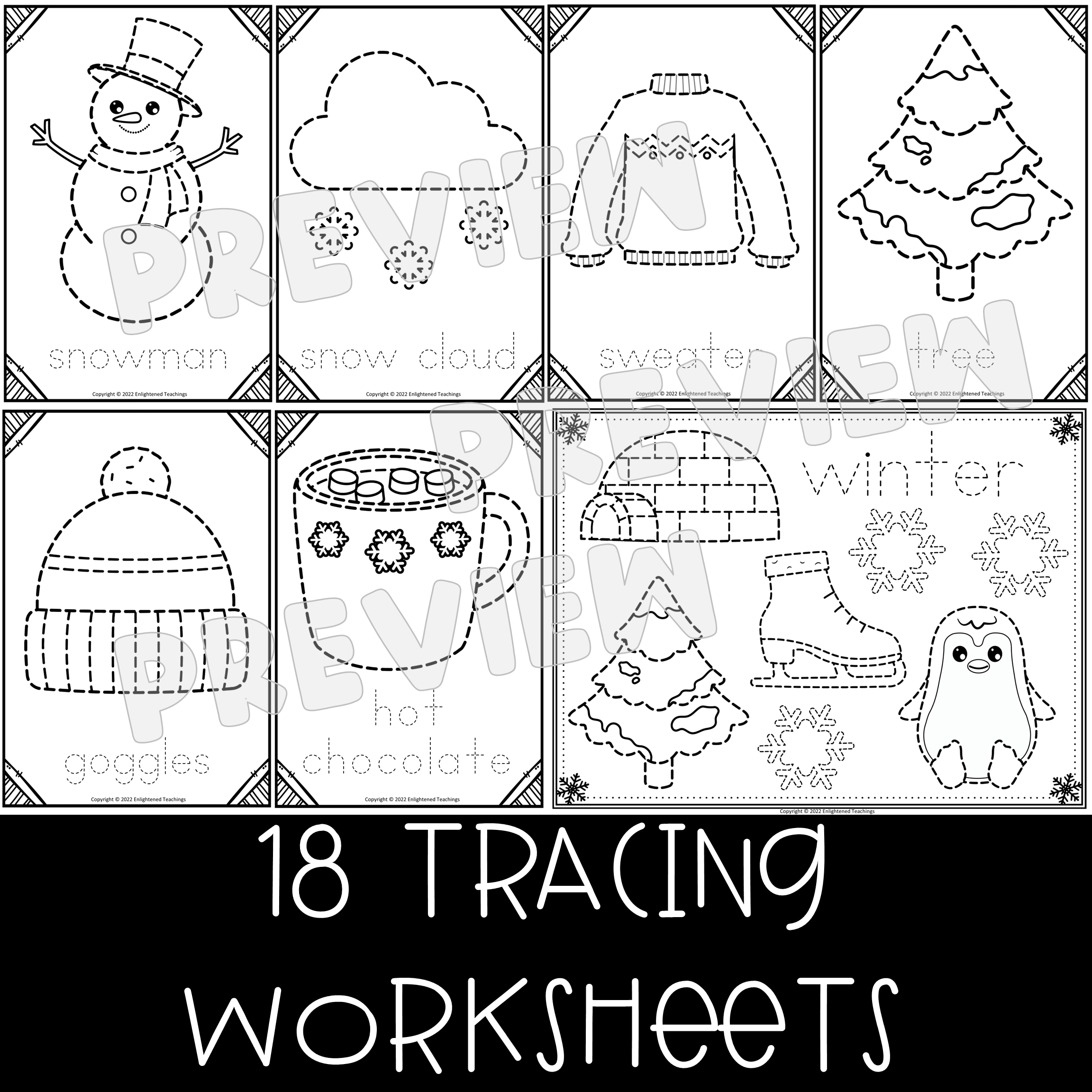 Winter Tracing Worksheets Fine Motor Activity Winter Prewriting Worksheets Made By Teachers