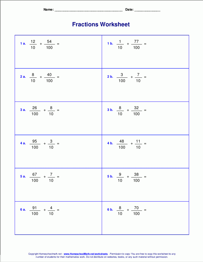 Worksheets For Fraction Addition Worksheets Library