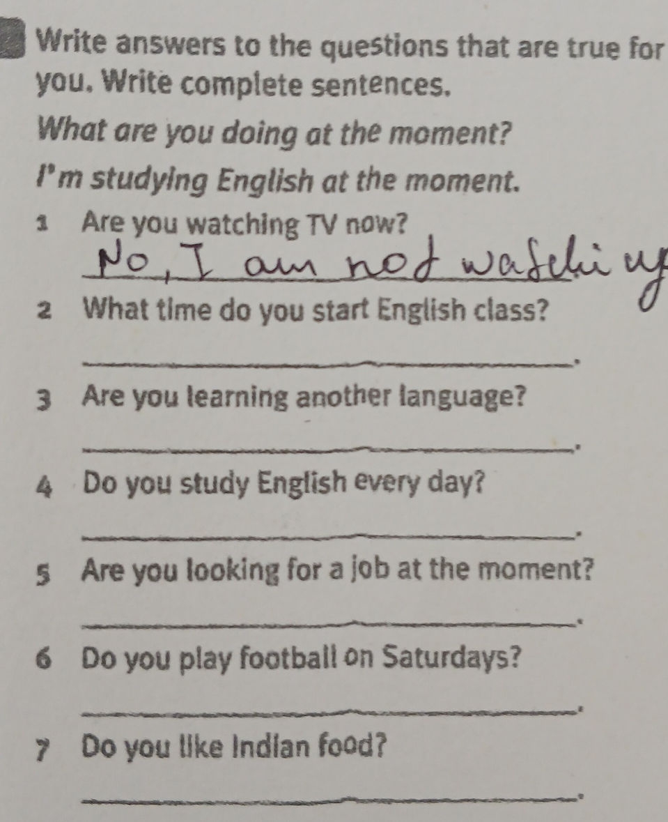 answer the questions write complete sentences