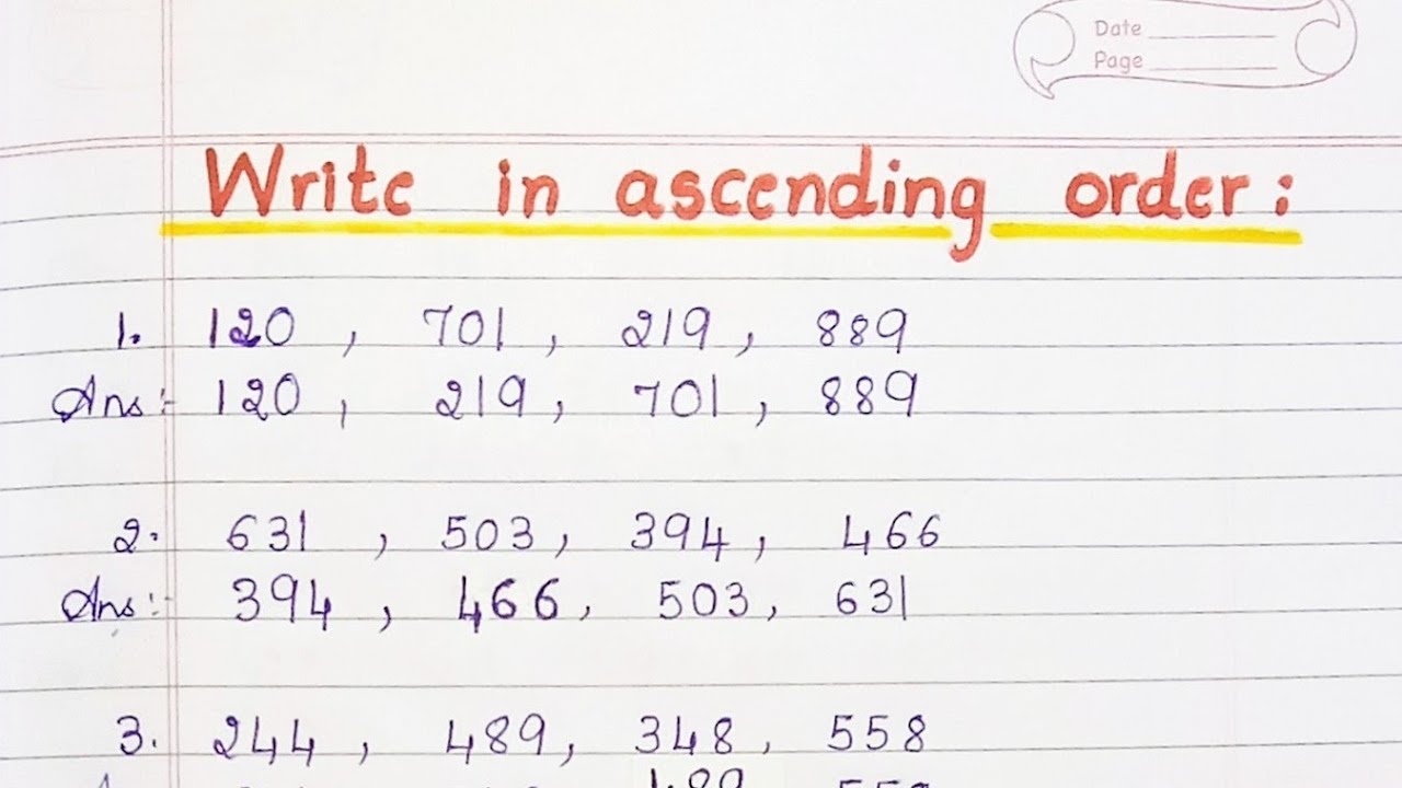 Write In Ascending Order YouTube