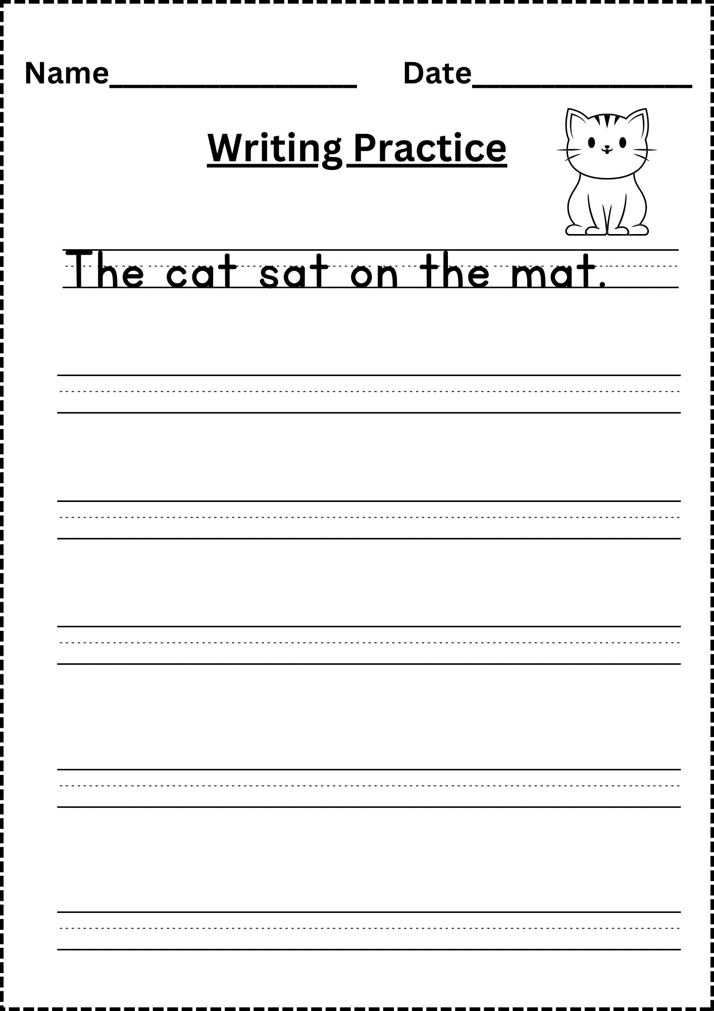 printable writing kindergarten worksheets