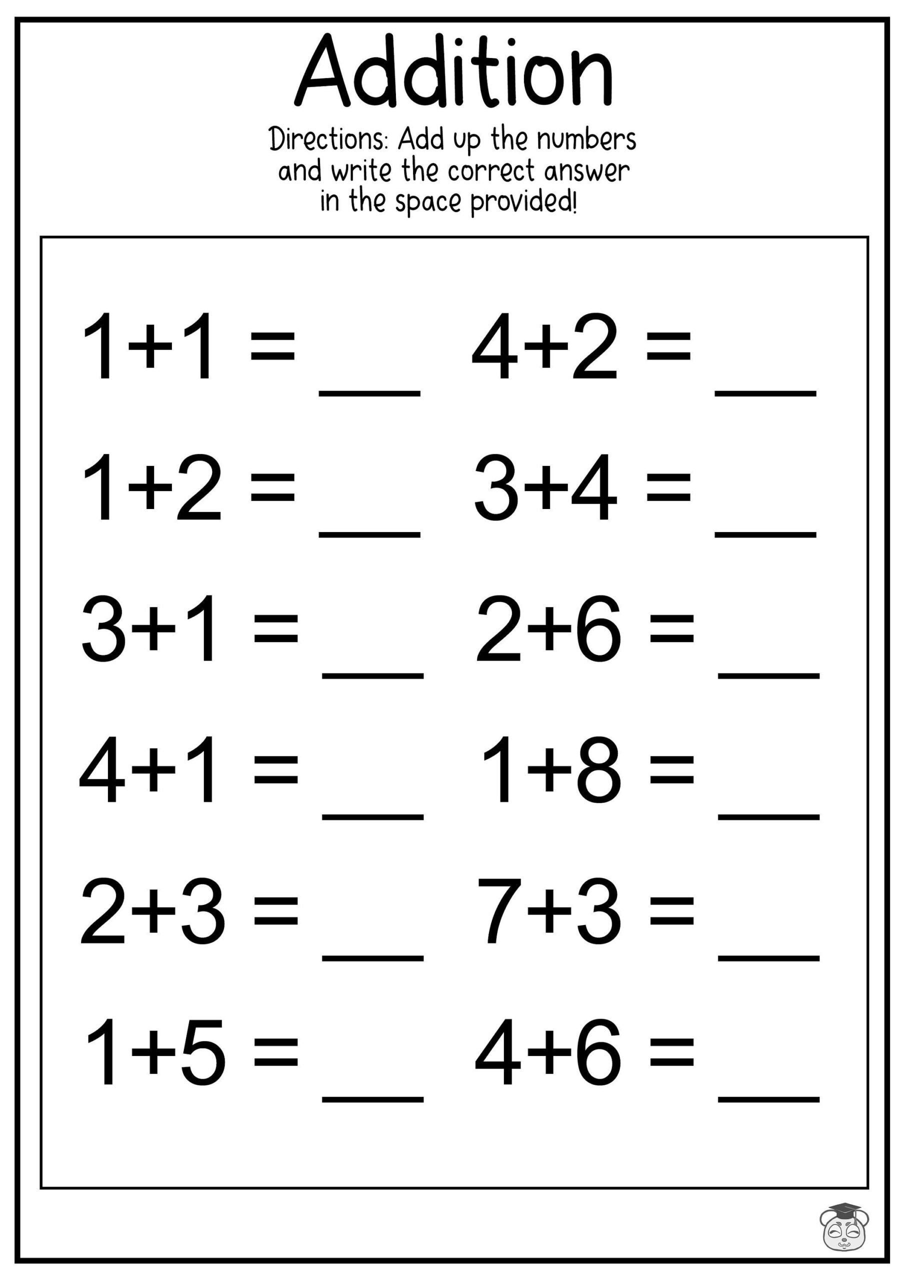 10 Printable Addition Math Worksheets Addition Practice Using Single Two And Three Digit Numbers ages 4 7 KG1 To Grade 2 Etsy Israel