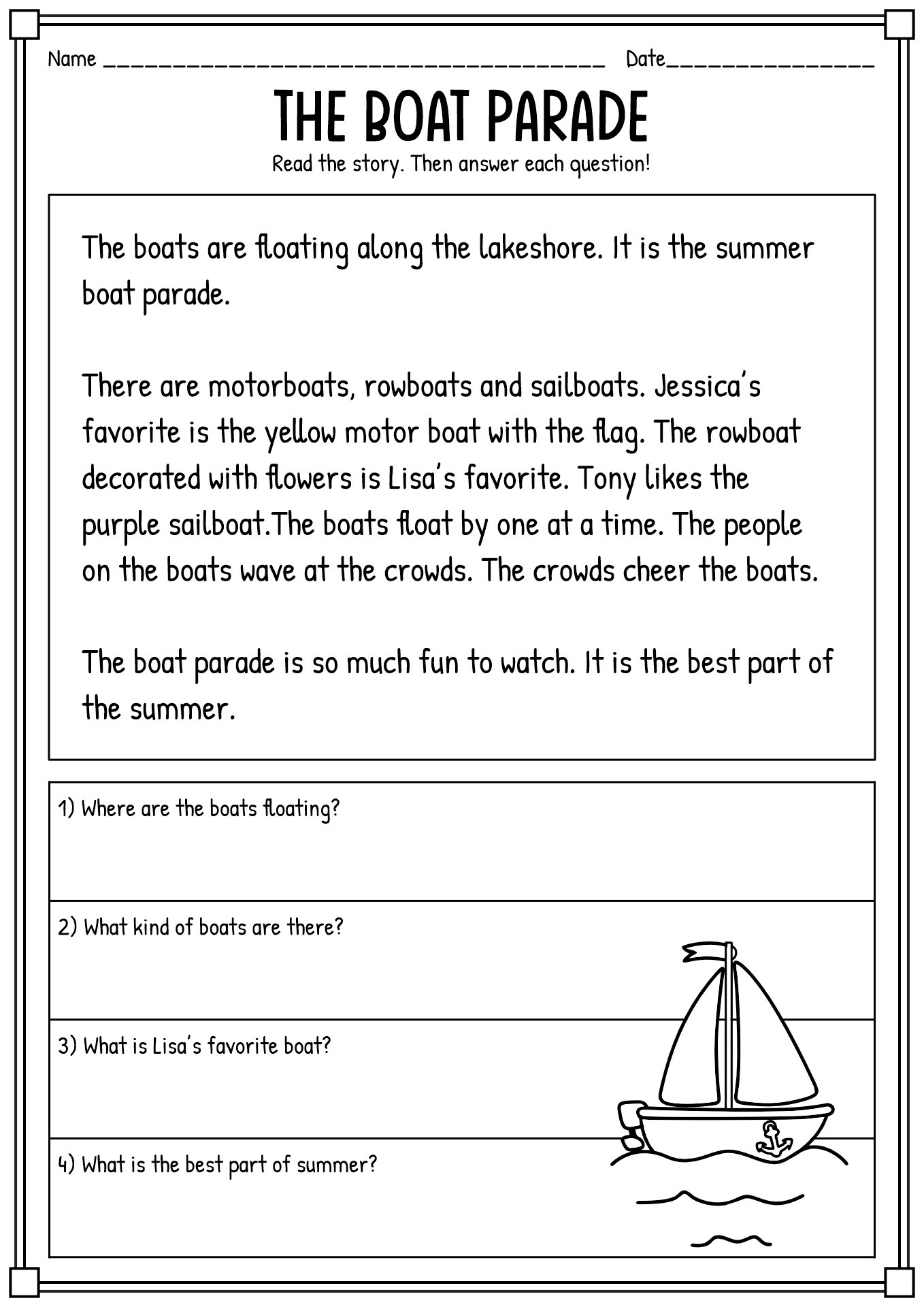 2nd grade reading worksheets