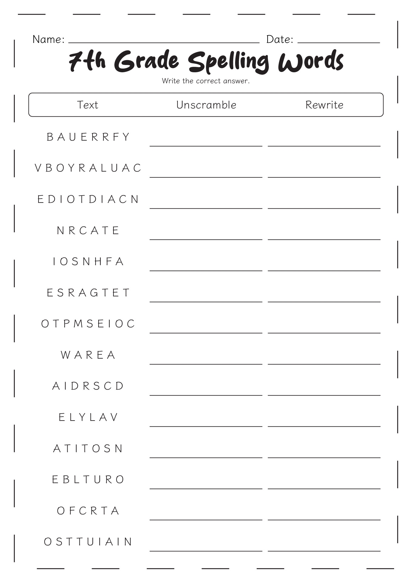 17 Sixth Grade Spelling Words Worksheets Free PDF At Worksheeto