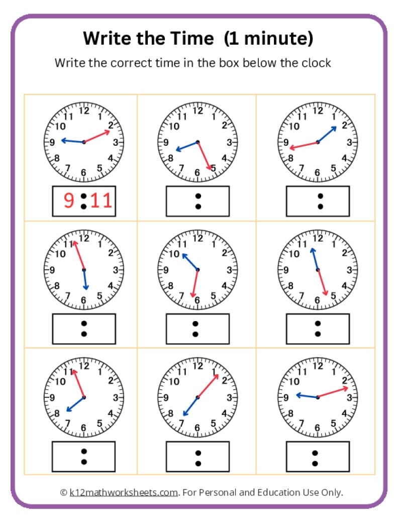 3rd Grade Telling Time Worksheets K12 Math Worksheets