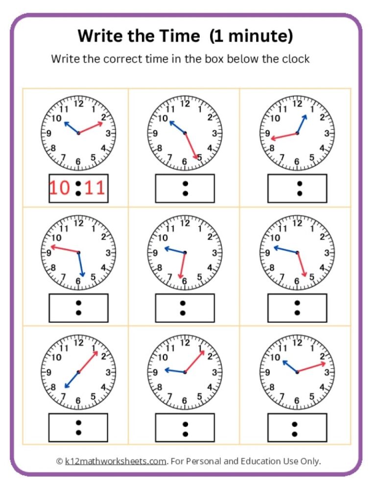 3rd Grade Telling Time Worksheets K12 Math Worksheets