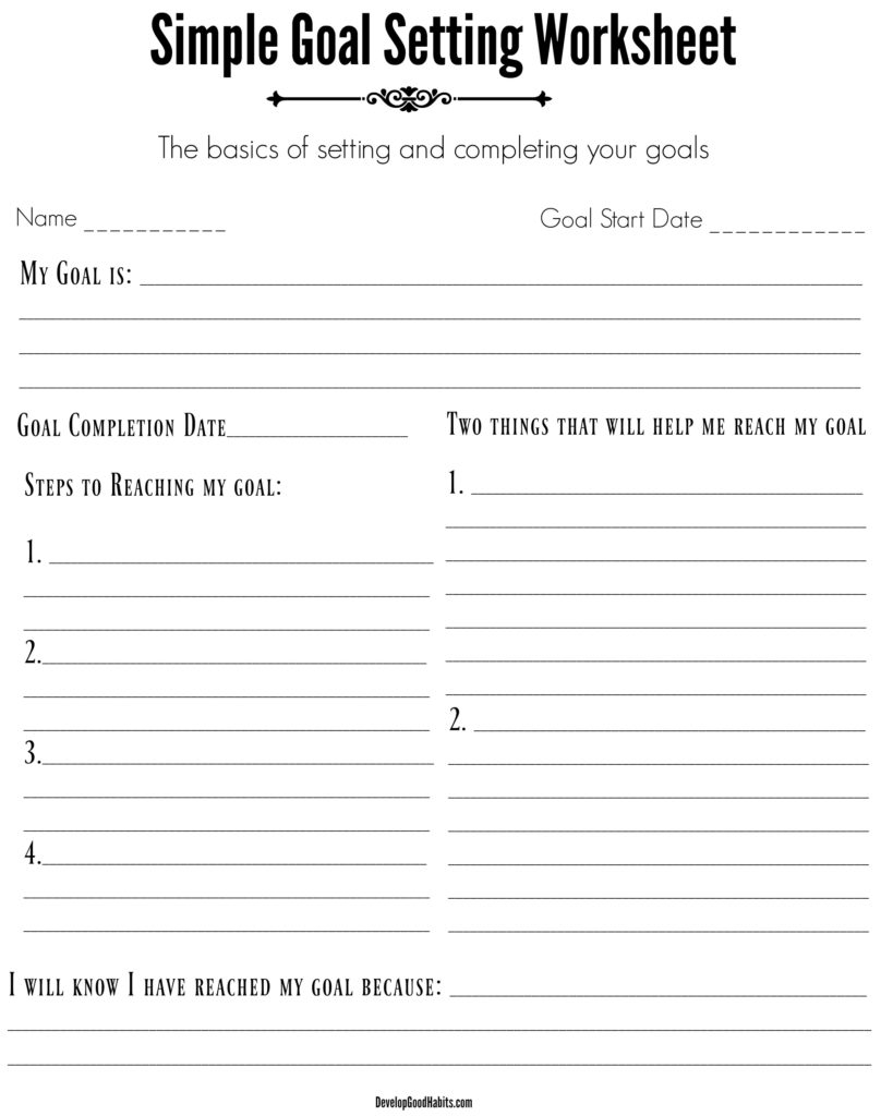 goal setting worksheets