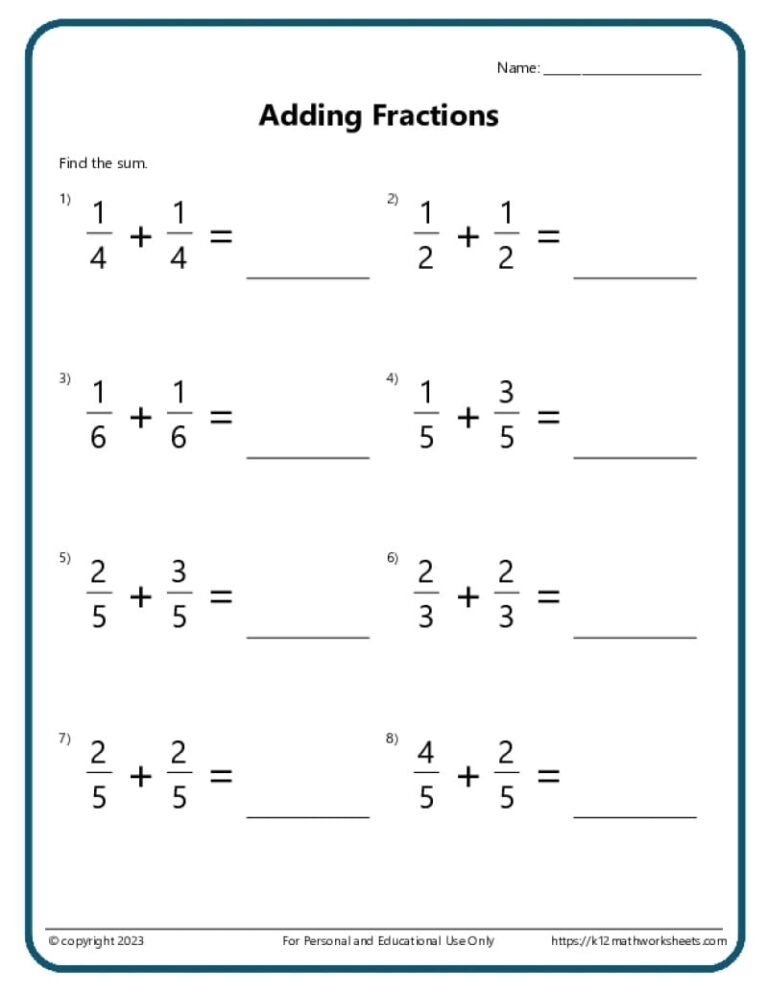 5th Grade Math Worksheets