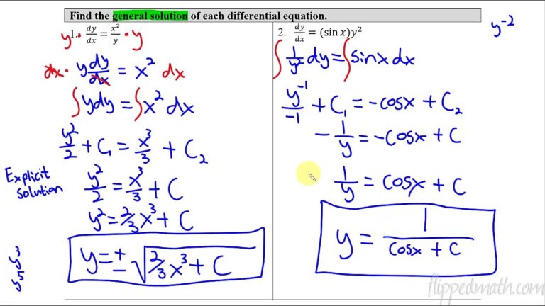 7 6 General Solutions Using Separation Of Variables Calculus