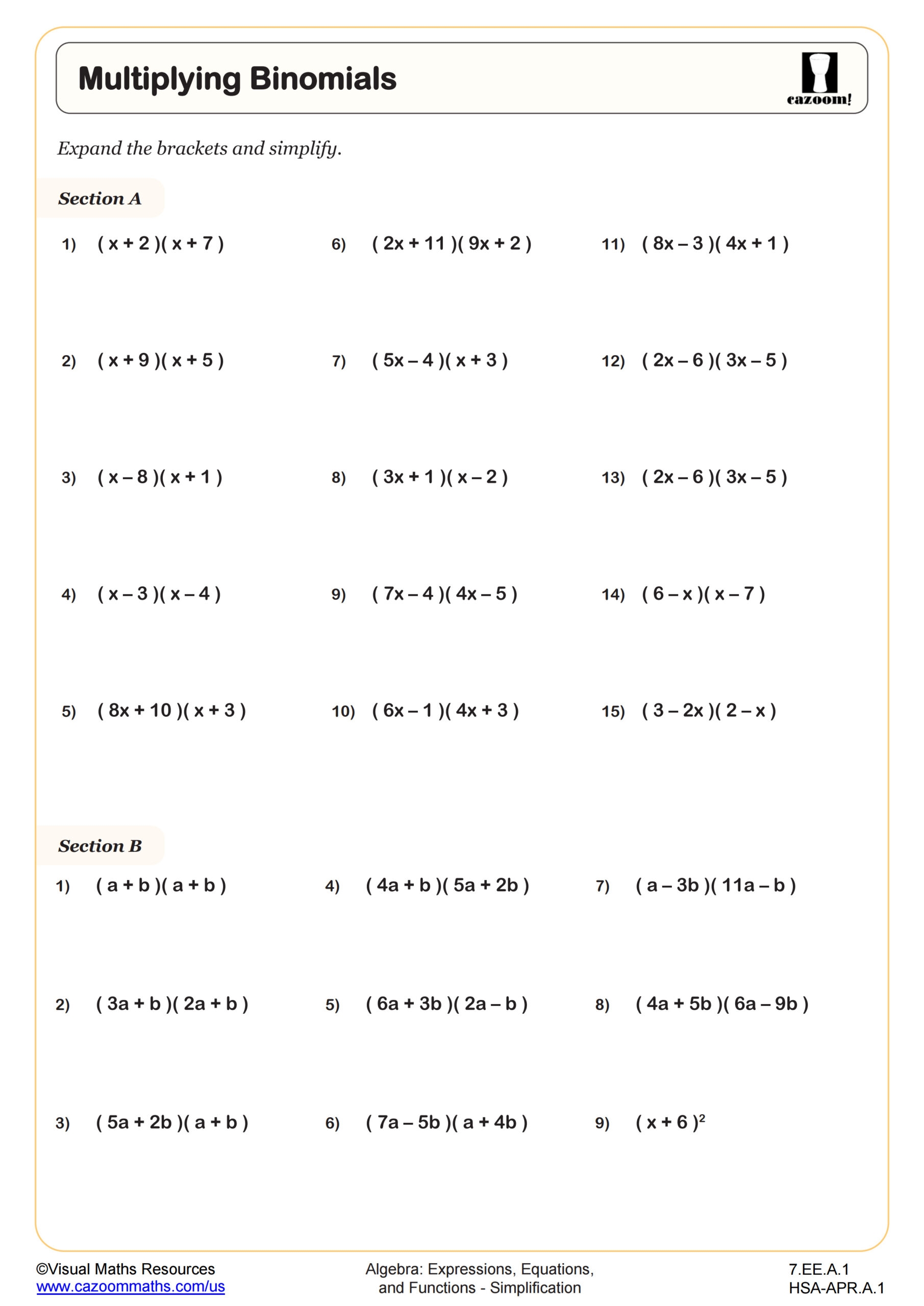 7th grade math worksheets