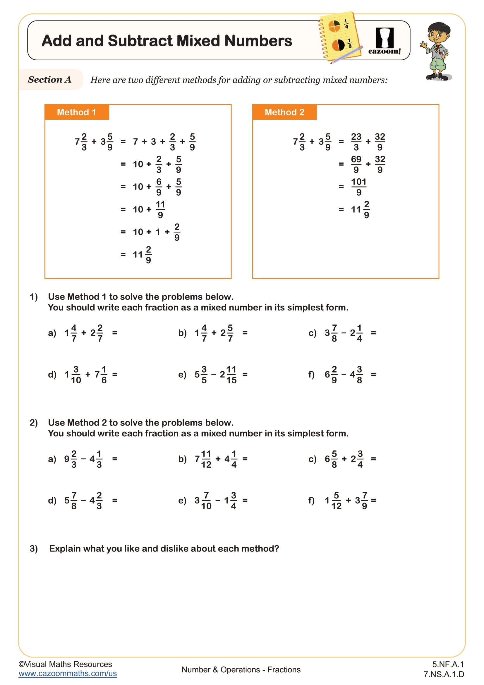 adding and subtracting fractions worksheet