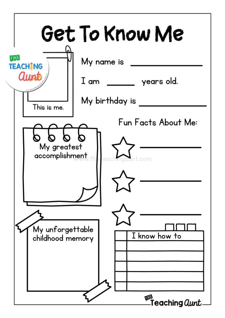 All About Me Worksheets Free Printable The Teaching Aunt