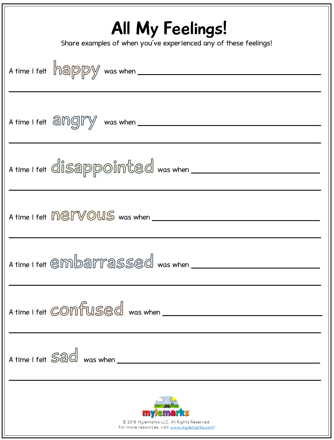 emotional regulation worksheets