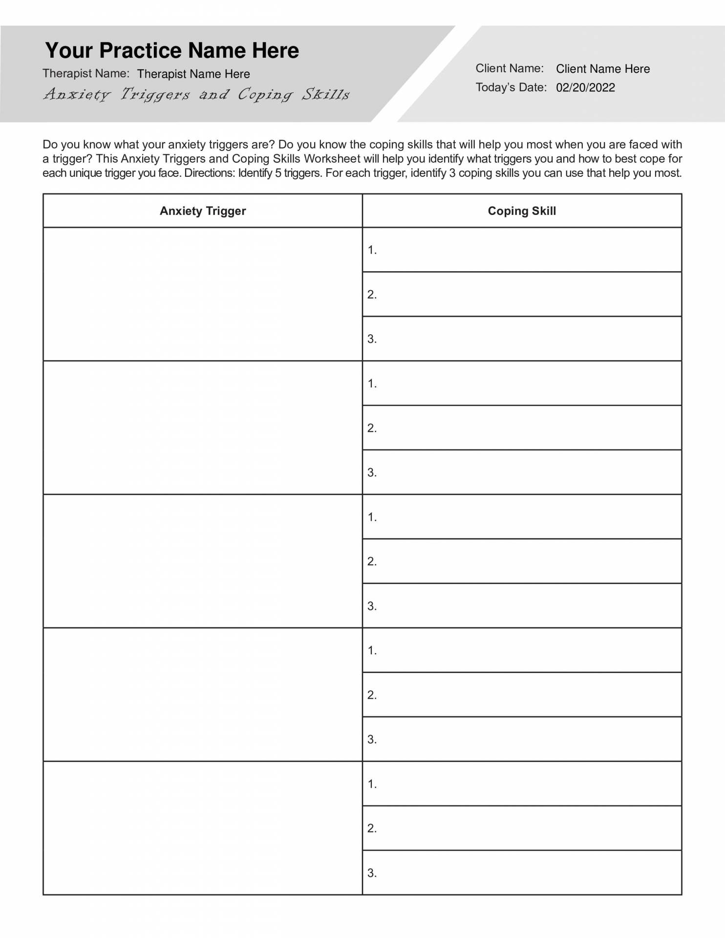 coping skills worksheets coping skills worksheets