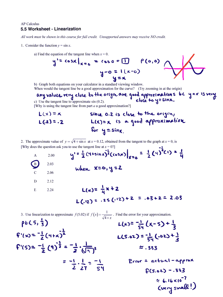 Ap Calculus Worksheets Fill Online Printable Fillable Blank PdfFiller