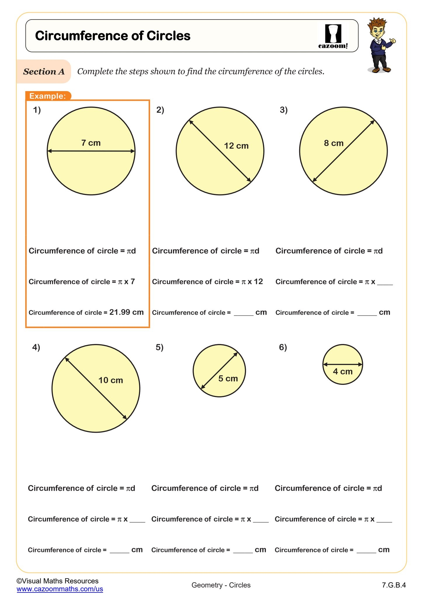 Area Of Circles Worksheet PDF Printable Geometry Worksheet Cazoom Math