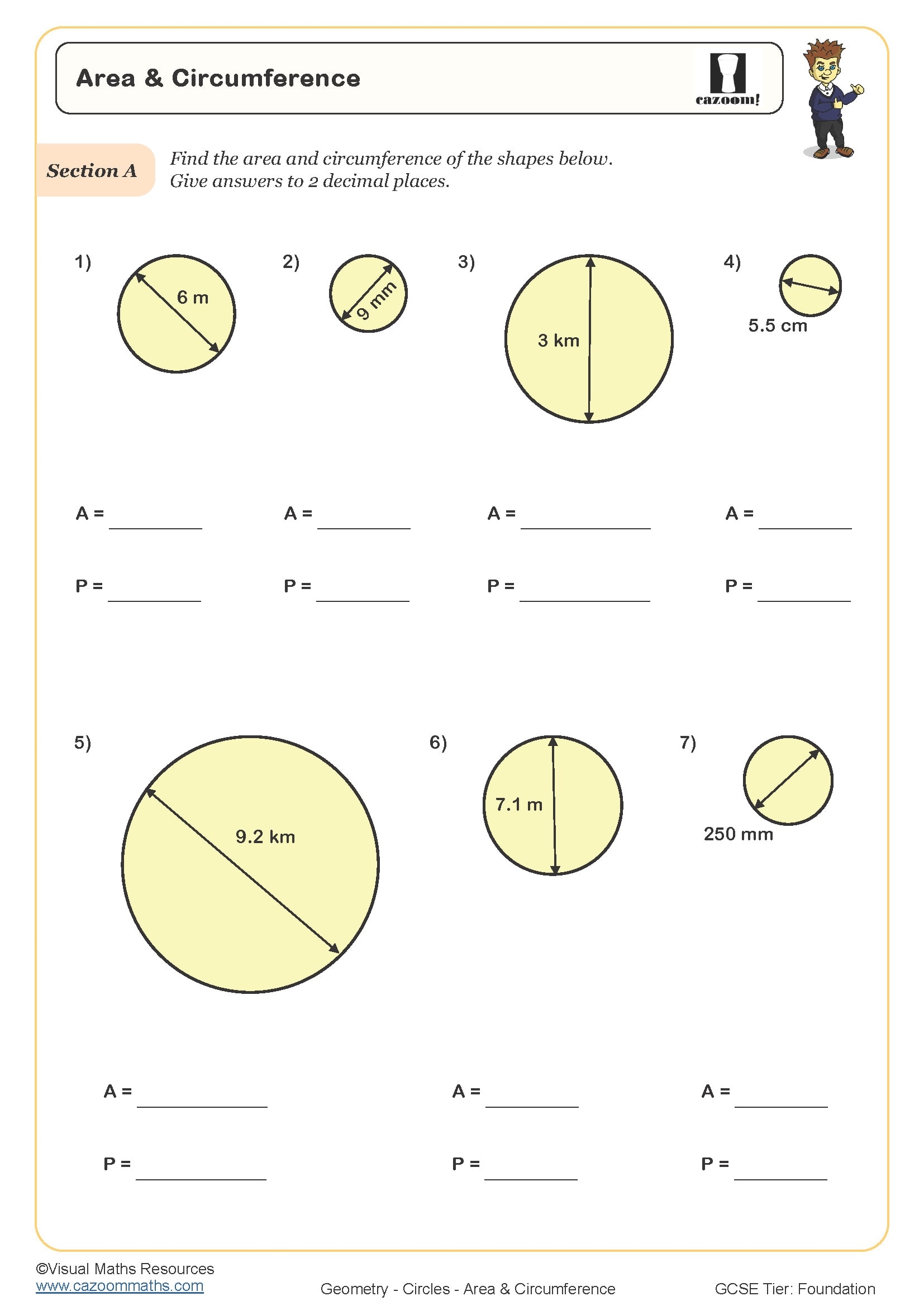 Area Of Circles Worksheet Printable PDF Worksheets