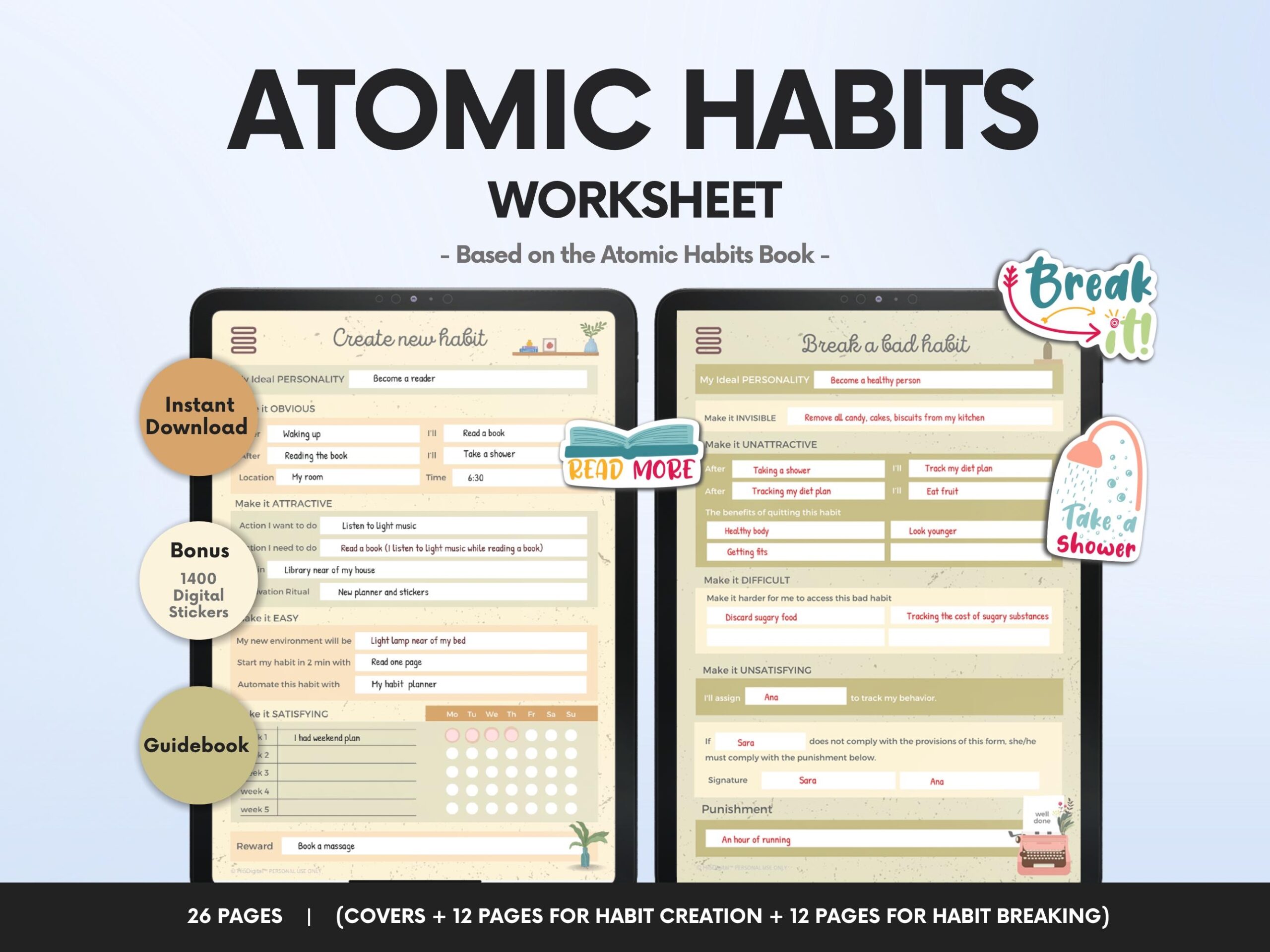 Atomic Habit Planner Digital Worksheet Roadmap Stickers PDF Download A4 Size Etsy