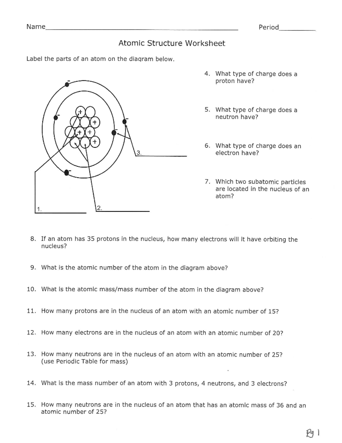 Atomic Structure Practice Worksheet 2022 Studocu