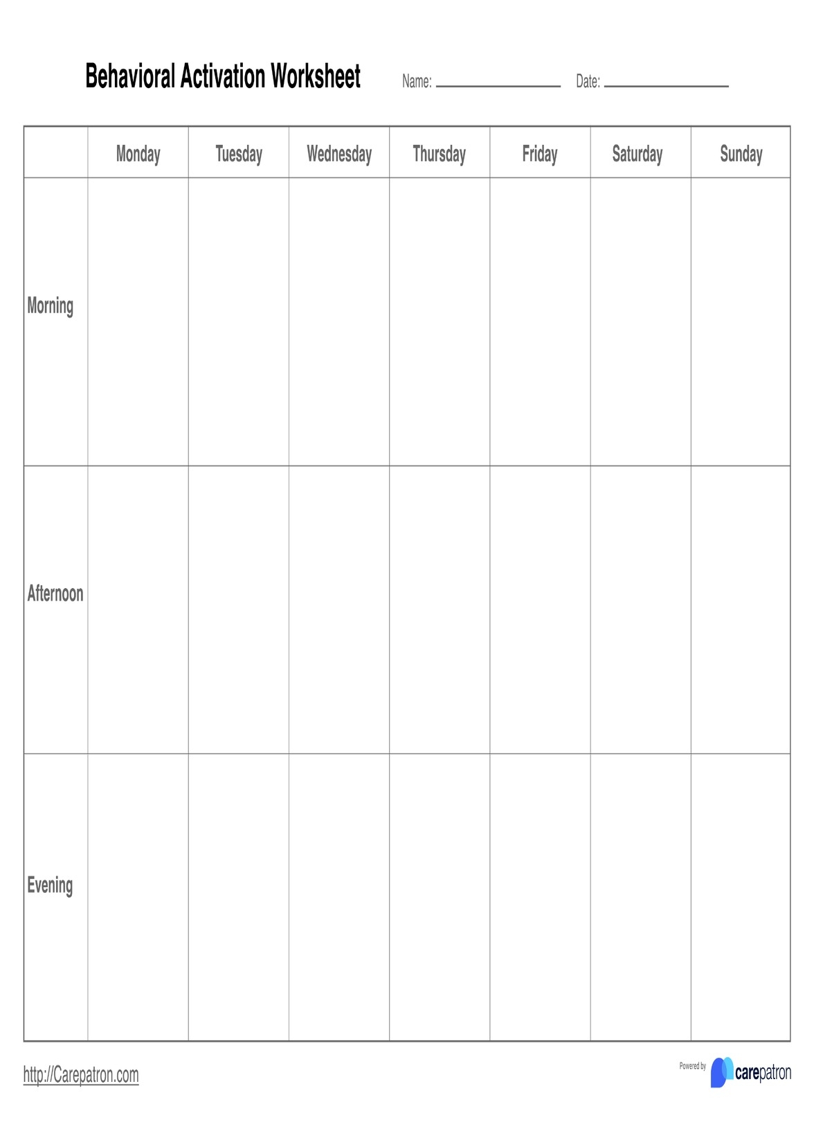 Behavioral Activation Worksheets