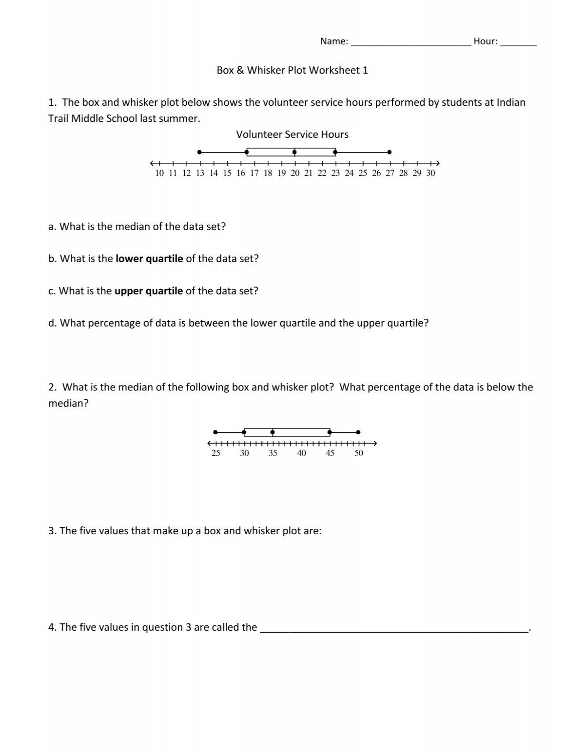 box and whisker plot worksheet box and whisker plot worksheet