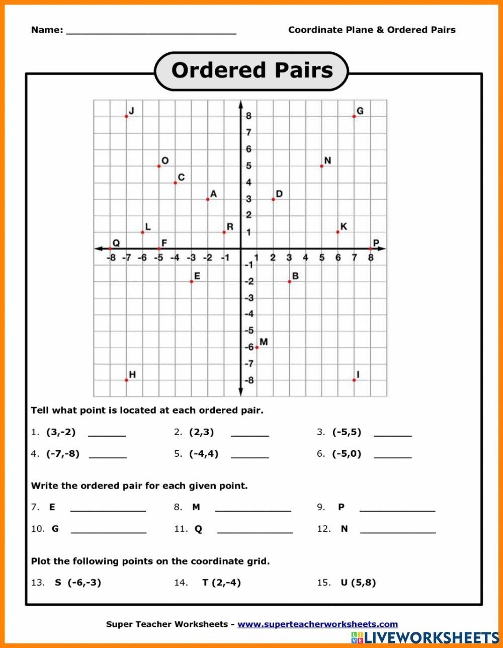 CARTESIAN COORDINATE SYSTEM GRADE 8 Online Exercise For Live Worksheets Library