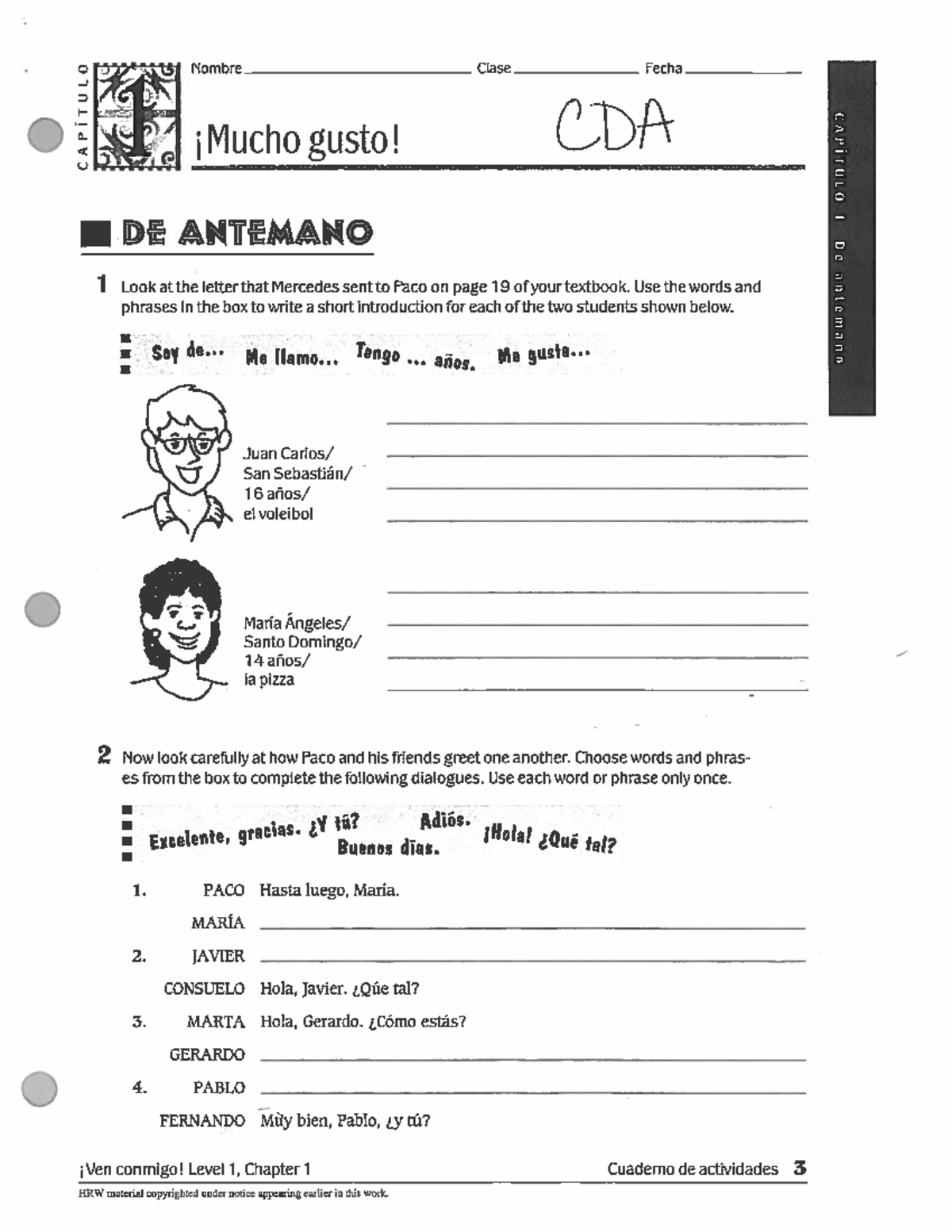 Chapter 1 CDA Greetings And Introductions In Spanish Studocu