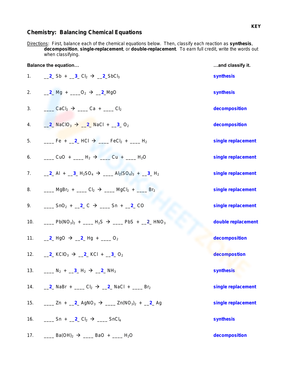 balancing equations worksheet chemistry balancing equations worksheet chemistry