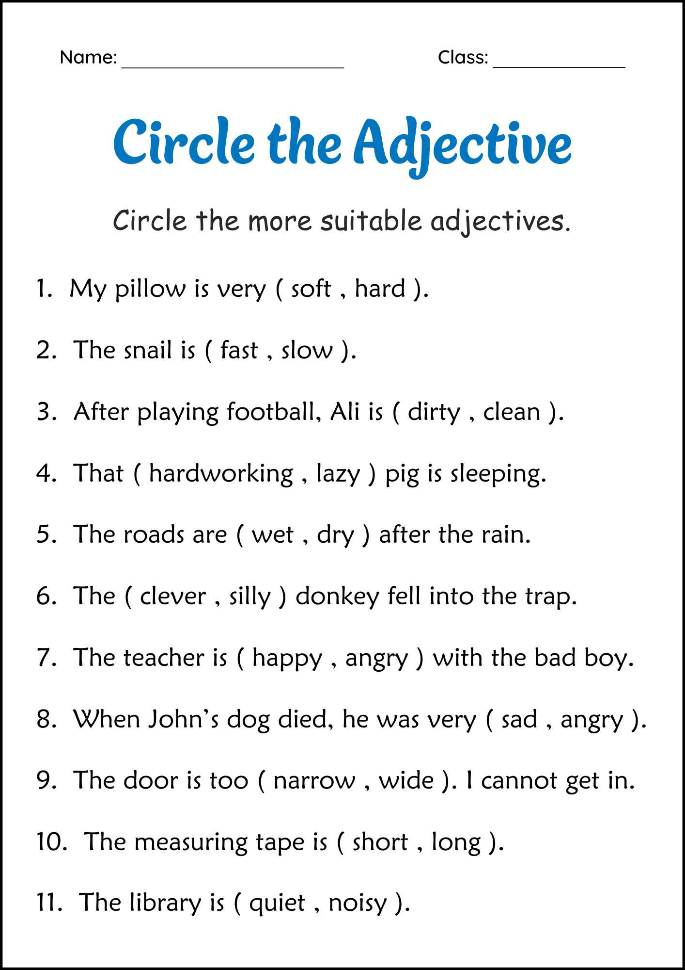3rd class worksheets