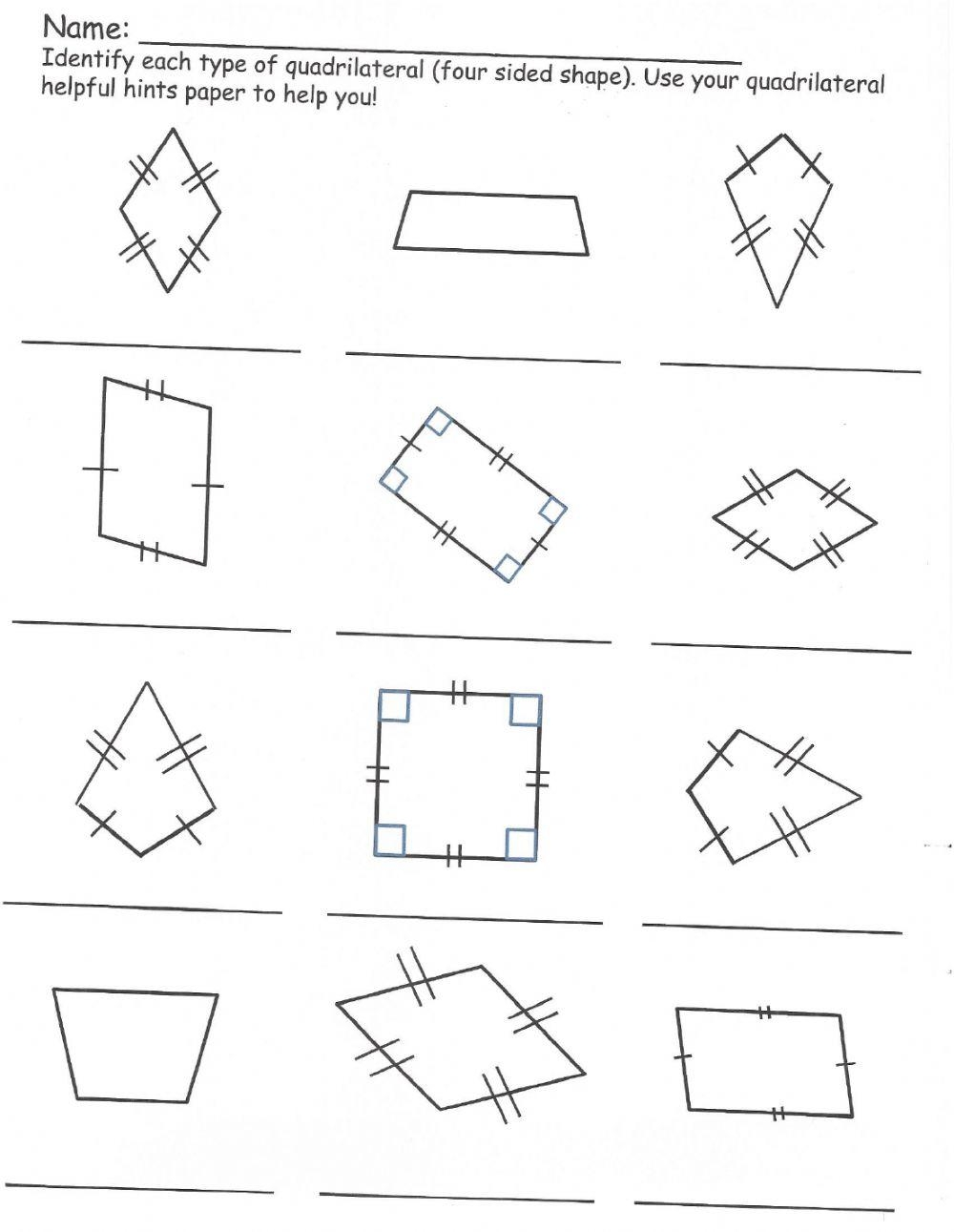 Classifying Quadrilaterals Online Exercise For Live Worksheets Worksheets Library