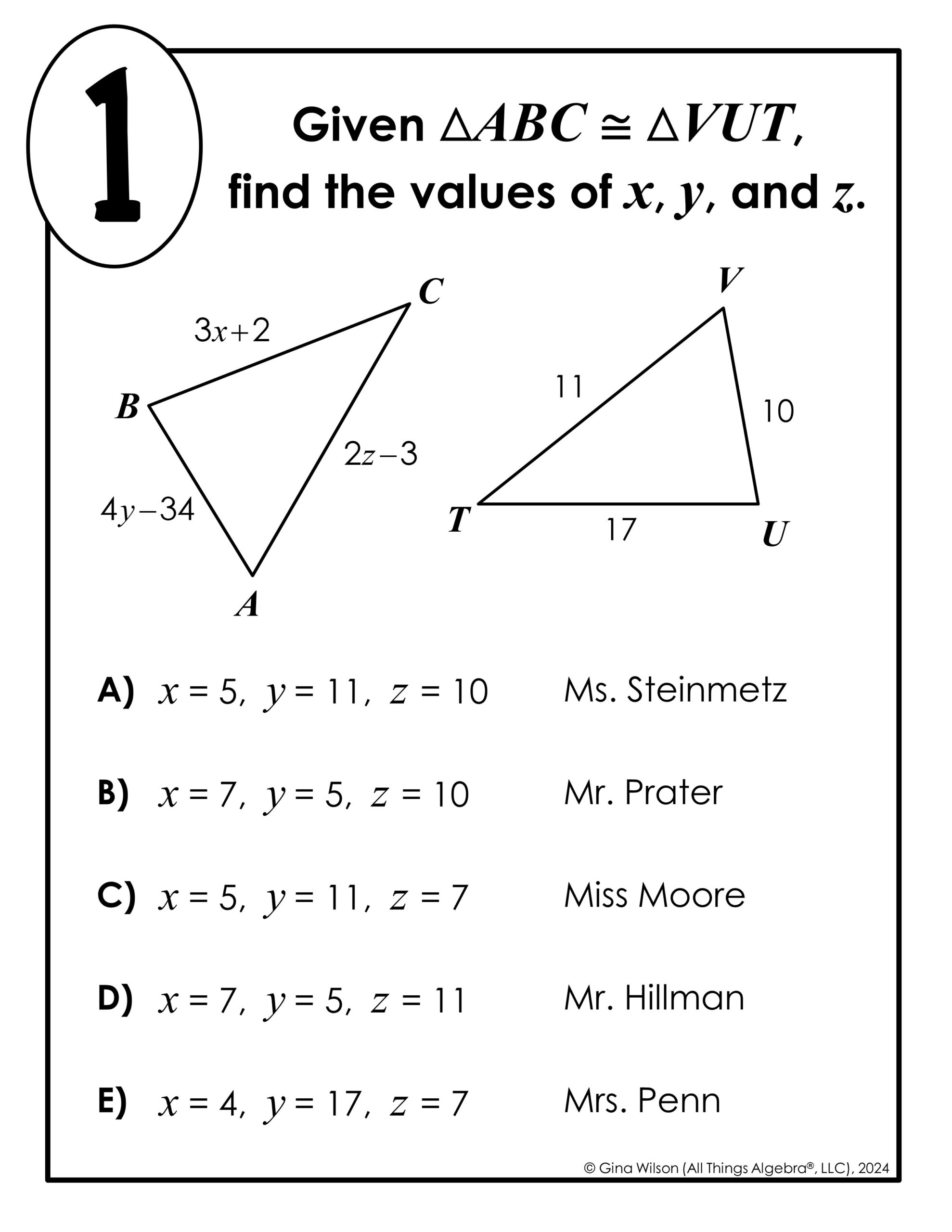 congruent triangles worksheet