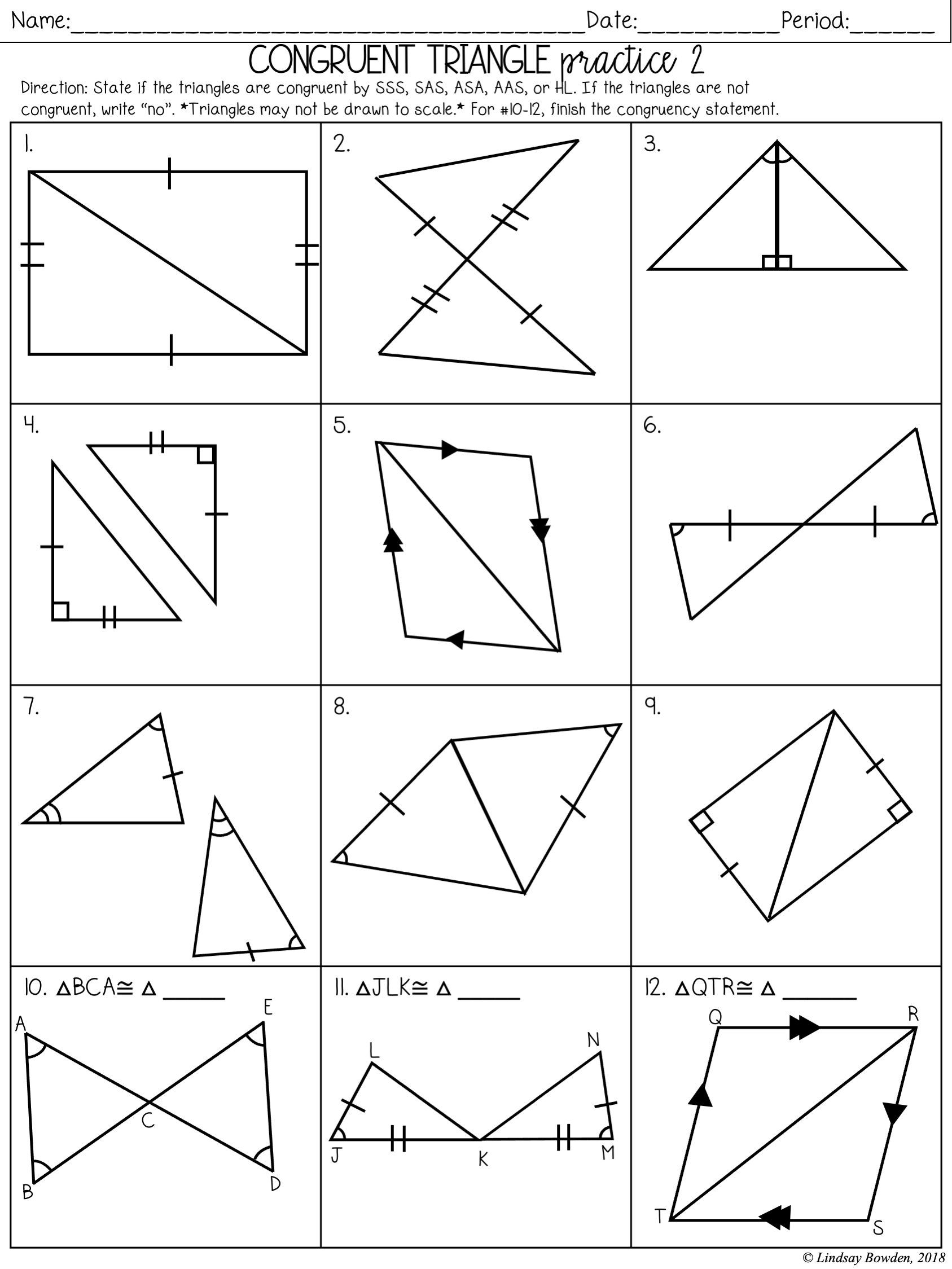 Congruent Triangles Notes And Worksheets Lindsay Bowden Worksheets Library