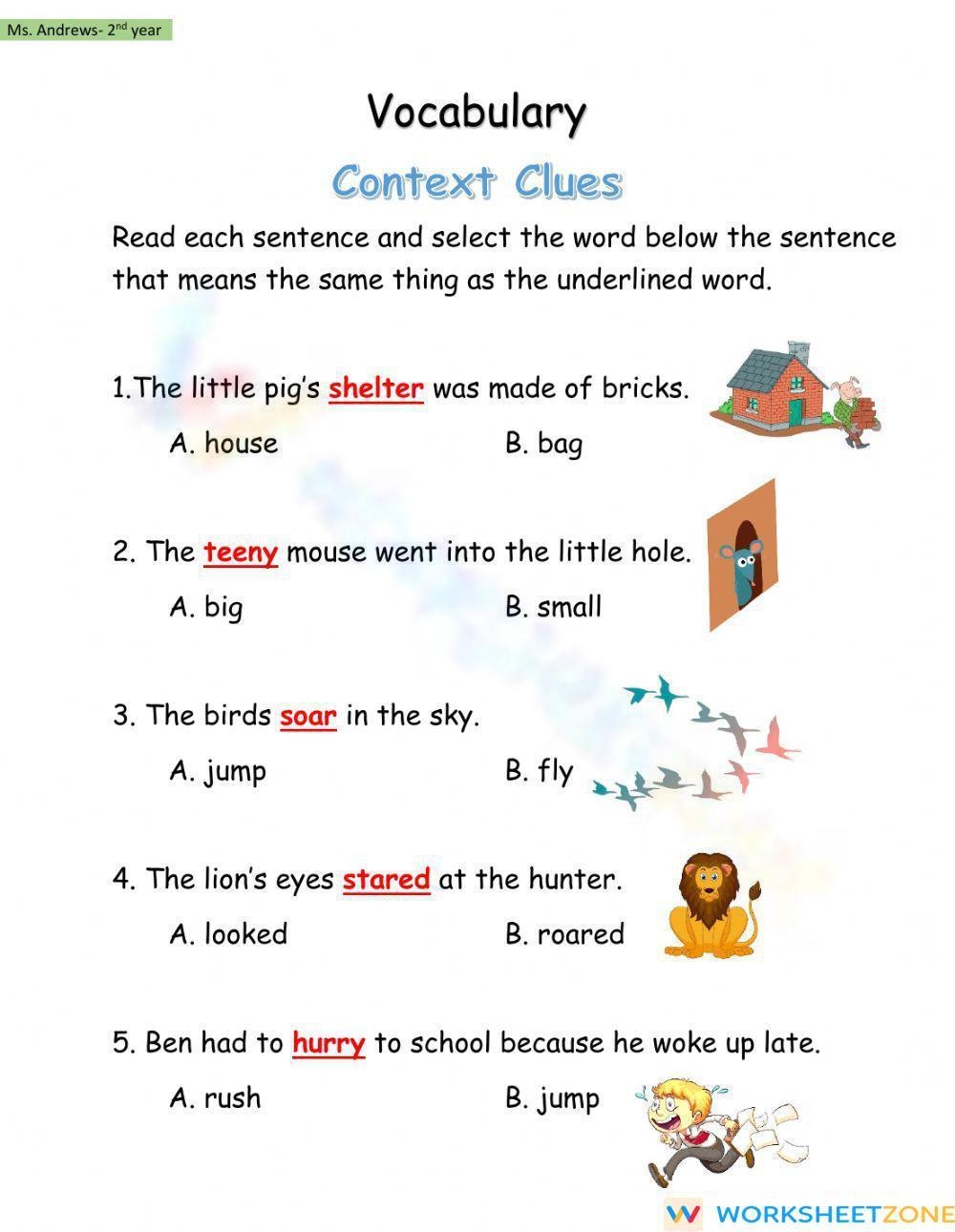 Context Clues Worksheet 1 Worksheet Worksheets Library