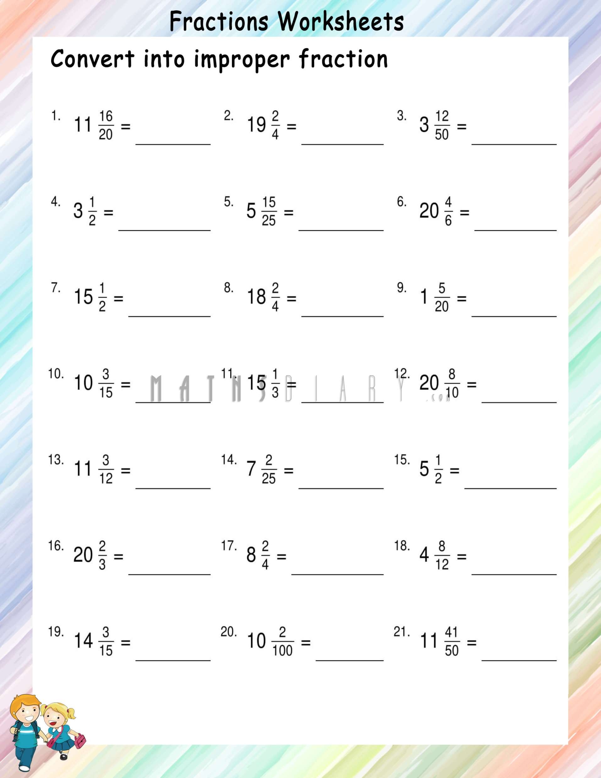 Convert Improper Fractions And Mixed Numbers Worksheets Worksheets Library
