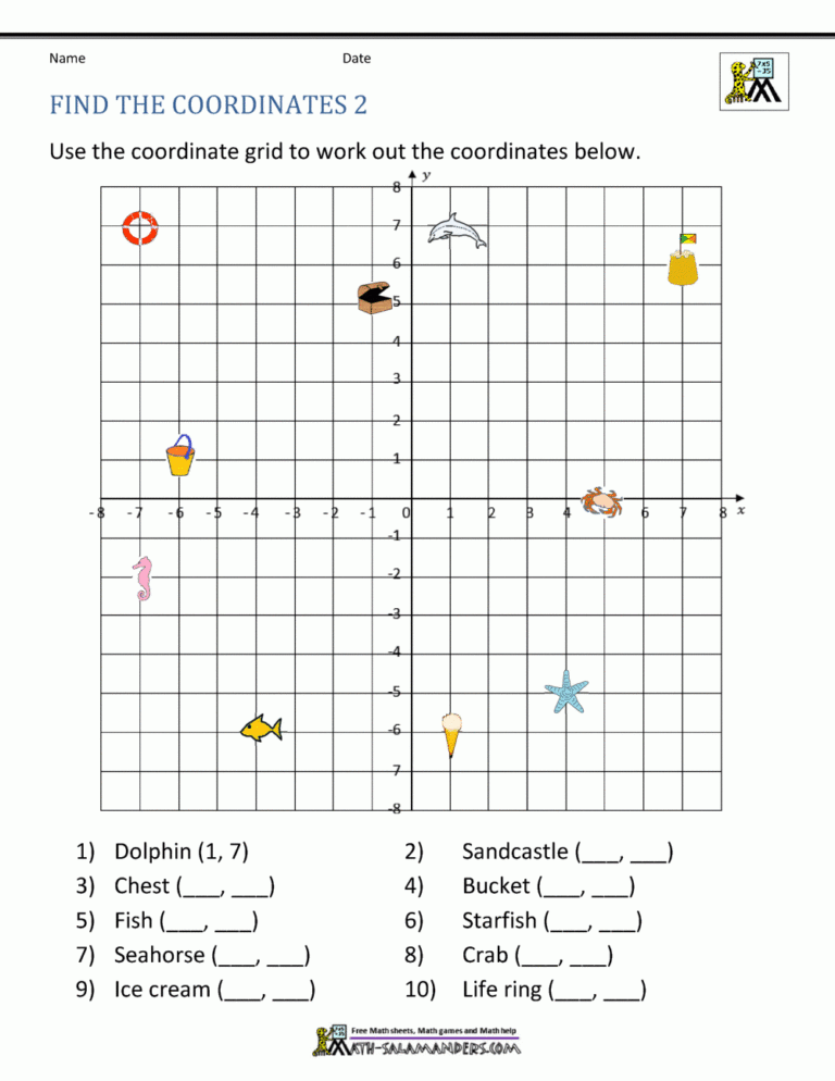 Coordinate Plane Worksheets 4 Quadrants
