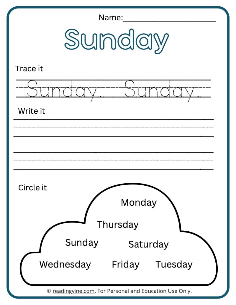 days of the week worksheets days of the week worksheets