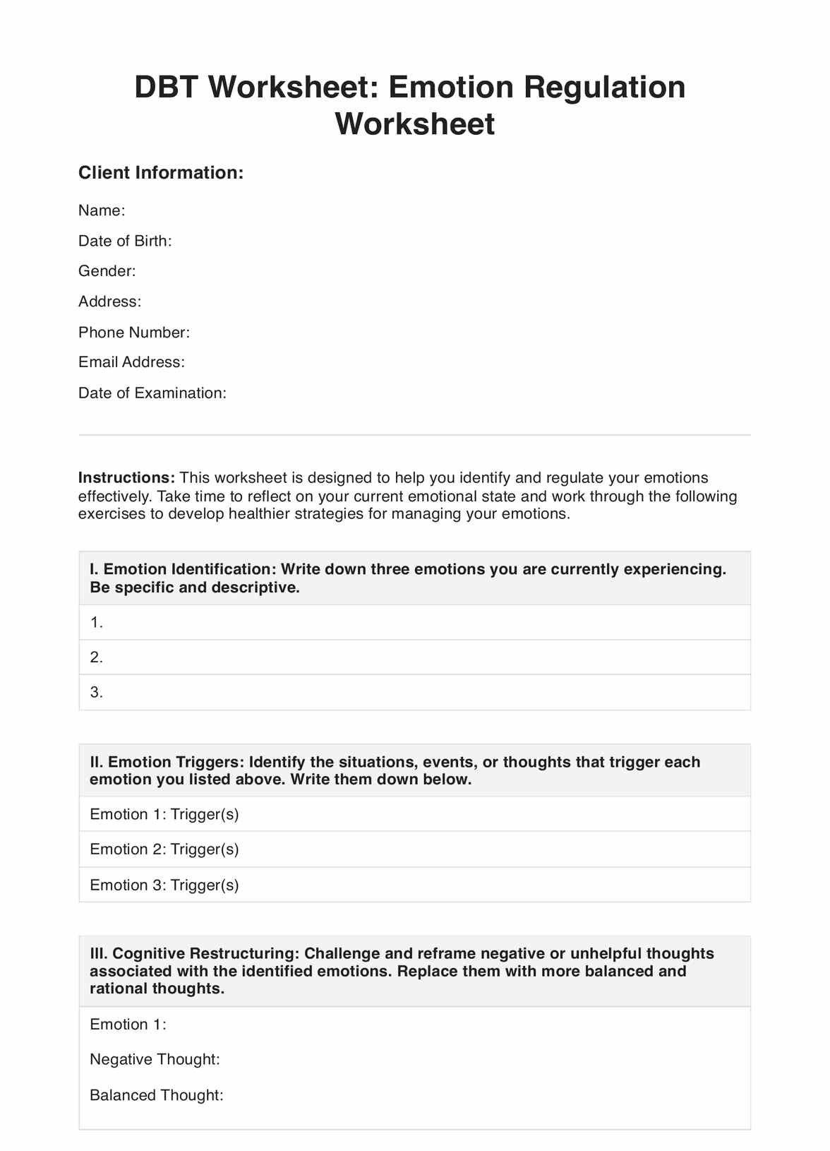 DBT Worksheets