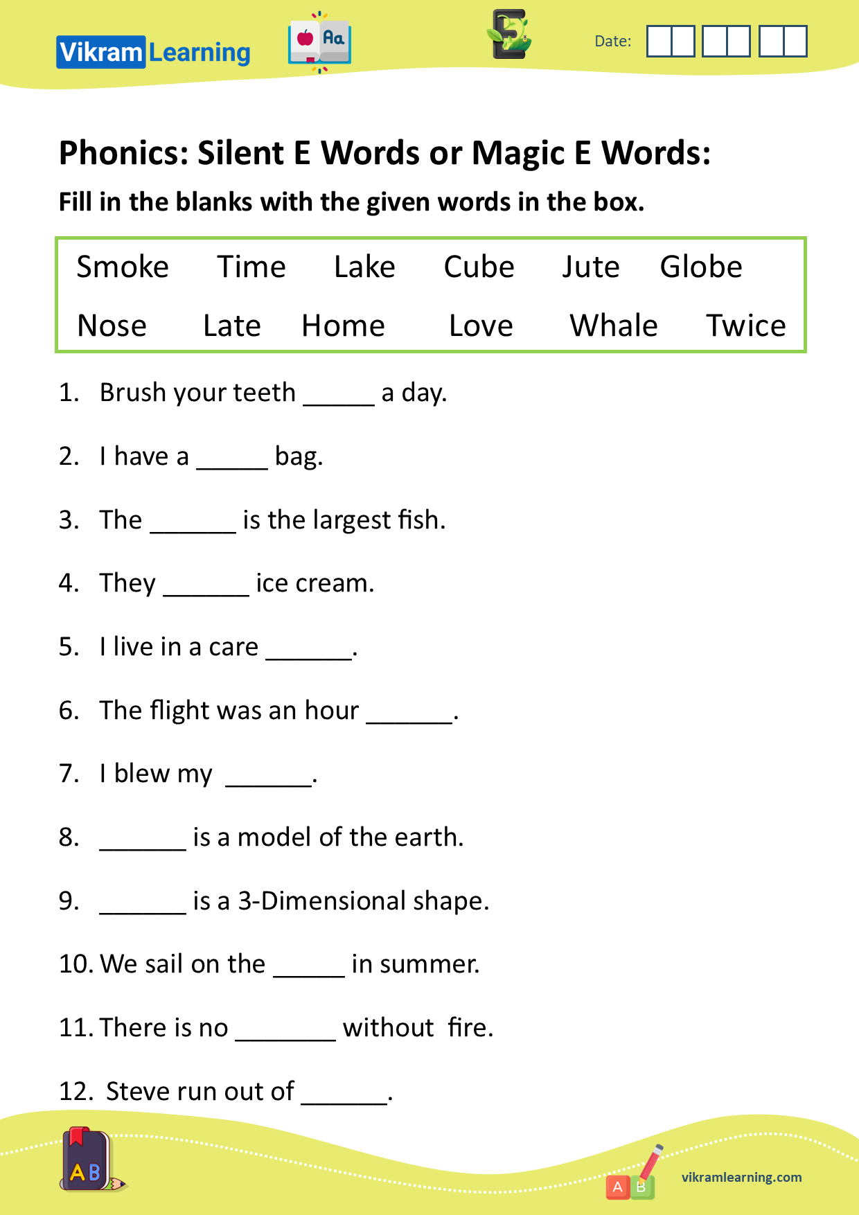 Download Phonics Silent E Words Or Magic E Words Worksheets For Free Vikramlearning