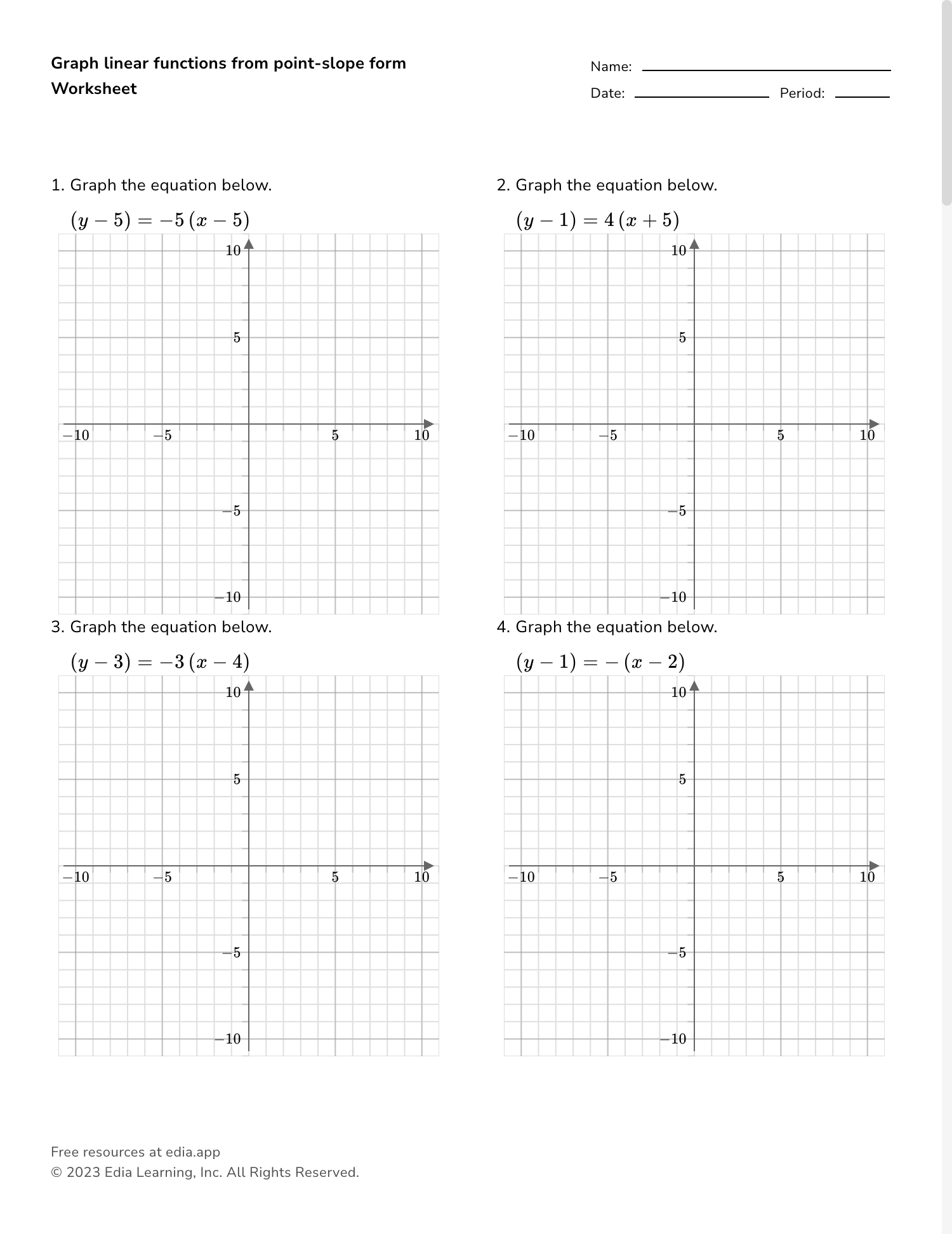 graphing linear equations worksheet graphing linear equations worksheet